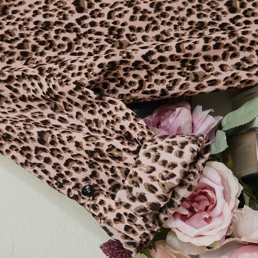 Umgee Leopard Print Button Down Pink Brown Femini… - image 2
